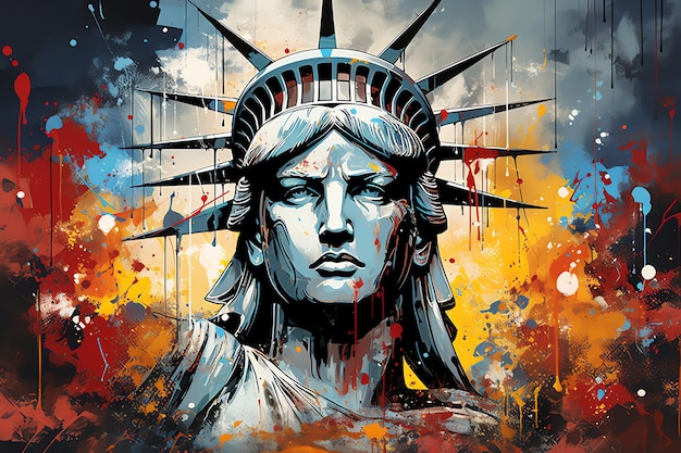 Peinture de statue de la liberté horizontale image générée par l'IA