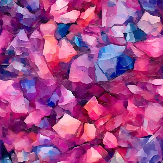 une peinture d'un tas de cristaux roses et bleus ai génératif