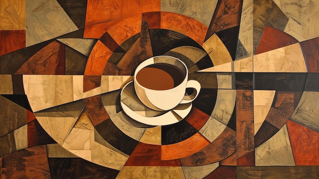 Peinture d'une tasse de café sur la table