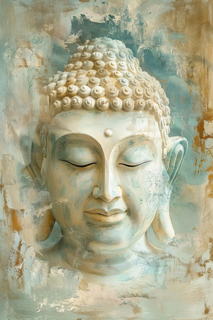 Photo peinture de la tête de bouddha avec les yeux fermés