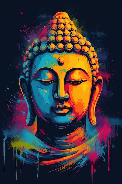 Photo une peinture d'une tête de bouddha