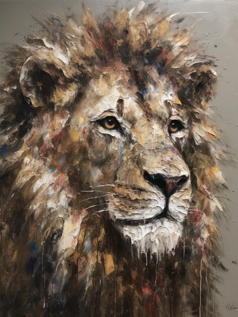 Photo une peinture d'une tête de lion.