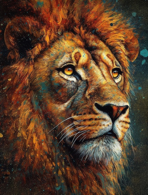 Une peinture d'une tête de lion