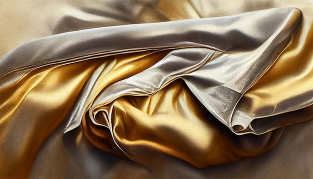 Photo une peinture de tissu de soie d'or et d'argent.