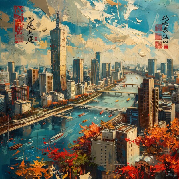 Photo une peinture de tokyo impériale