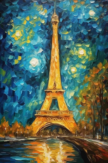 Une peinture de la tour eiffel à paris