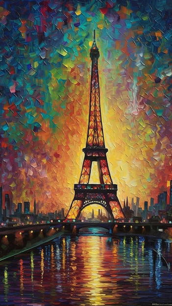 Une peinture de la tour eiffel à paris