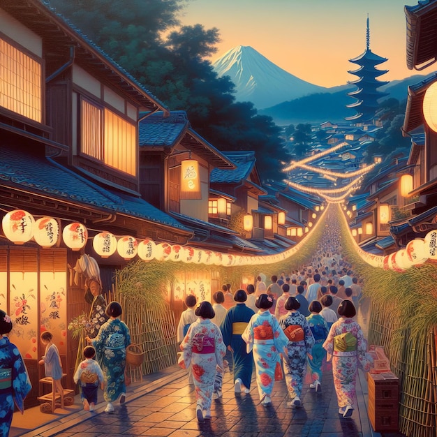 Photo peinture traditionnelle de la célébration du tanabata