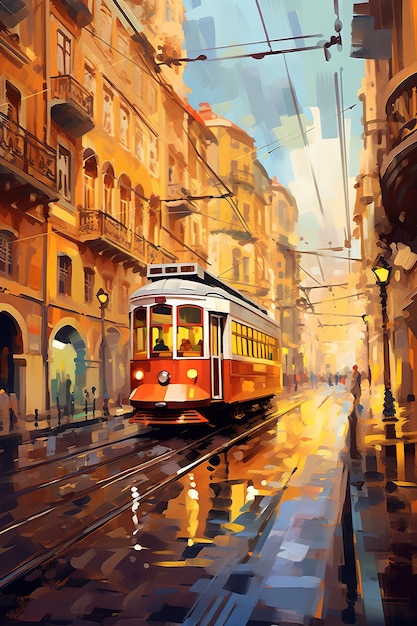 peinture d'un tramway