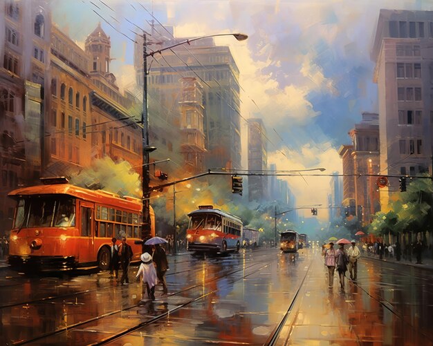 peinture d'un tramway