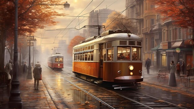 Photo peinture d'un tramway