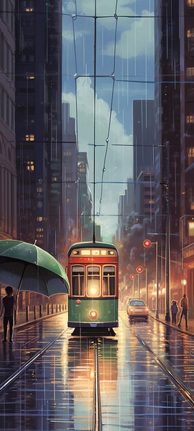 peinture d'un tramway