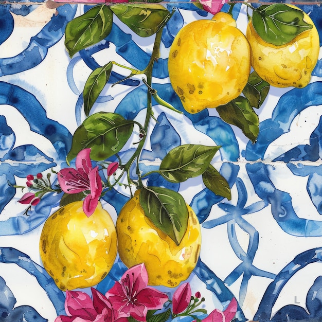 une peinture de trois citrons et deux citrons