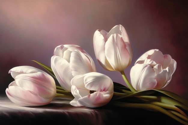 Une peinture de tulipes avec le mot tulipes dessus