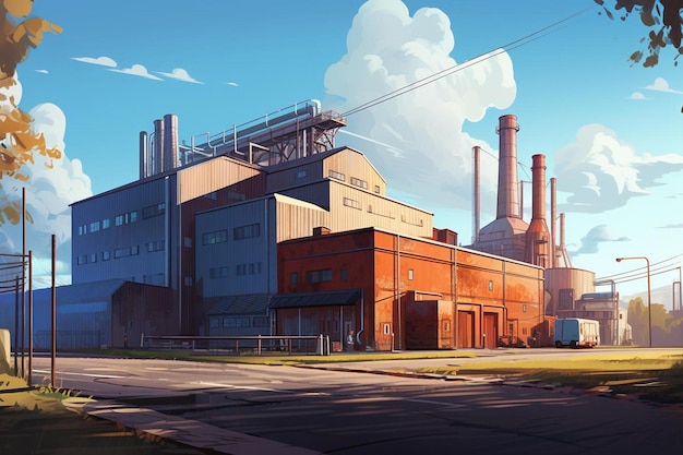 Photo une peinture d'une usine avec une usine appelée la société de la compagnie