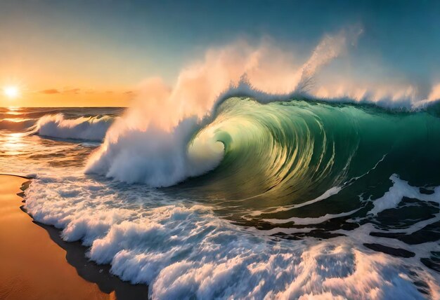 Photo une peinture d'une vague appelée l'océan