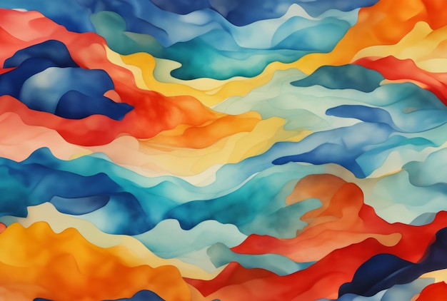 Une peinture d'une vague de couleur arc-en-ciel avec les couleurs de l'arc-en-cir.