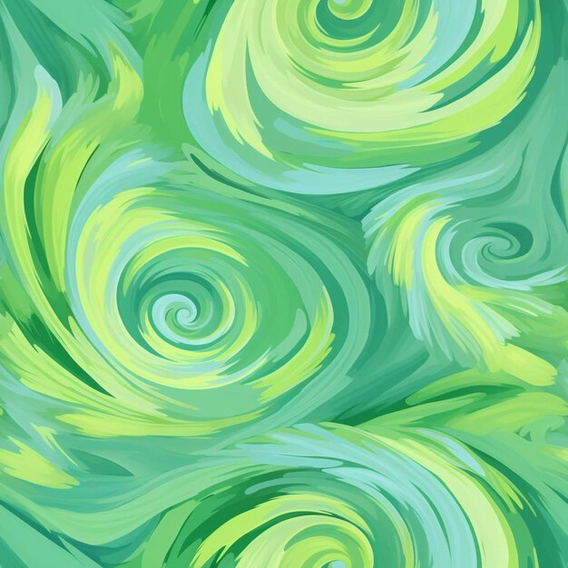 Une peinture d'une vague avec un fond vert.