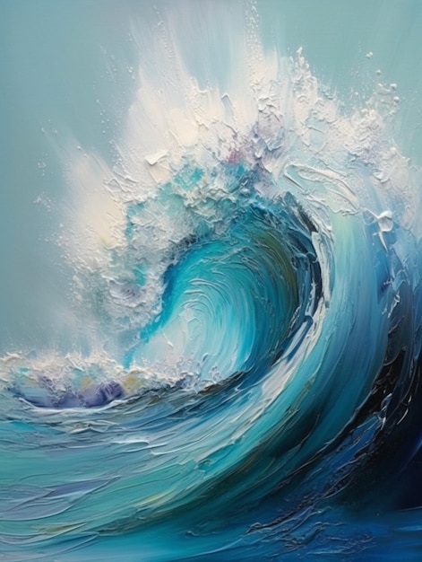 Une peinture d'une vague avec le mot océan dessus