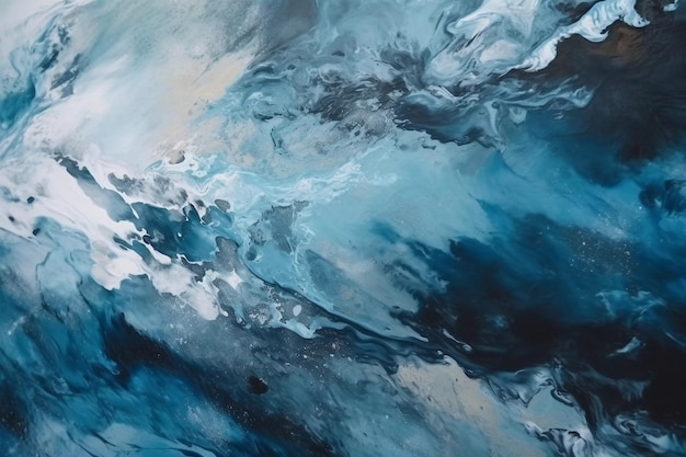 Une peinture d'une vague avec les mots océan dessus