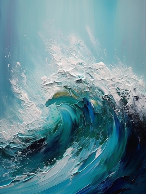 Une peinture d'une vague avec les mots océan dessus