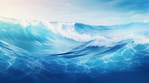 une peinture d'une vague avec l'océan en arrière-plan