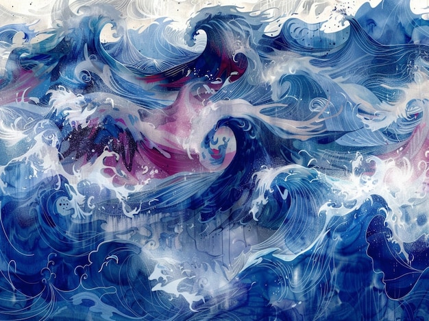 une peinture d'une vague qui a le mot océan dessus