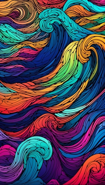 peinture à vagues colorées