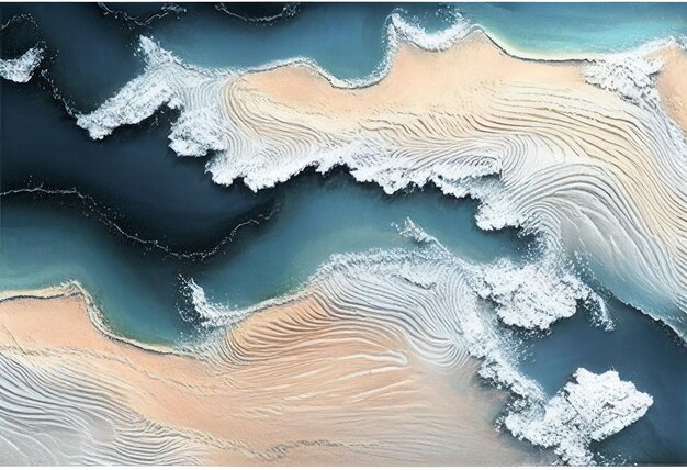 Une peinture de vagues et de sable avec le mot océan dessus