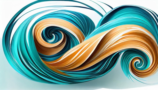 Peinture vectorielle 3D Curl Abstrait pinceau en spirale coup de pinceau coulant forme de ruban encre liquide numérique
