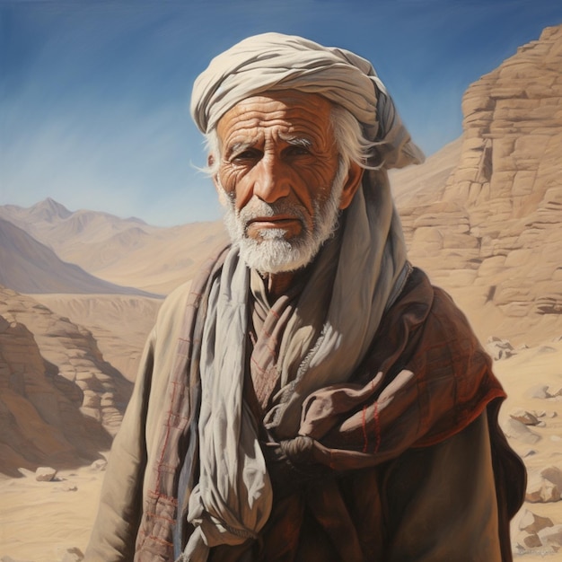 Photo une peinture d'un vieil homme avec une barbe blanche et une barbe blanc