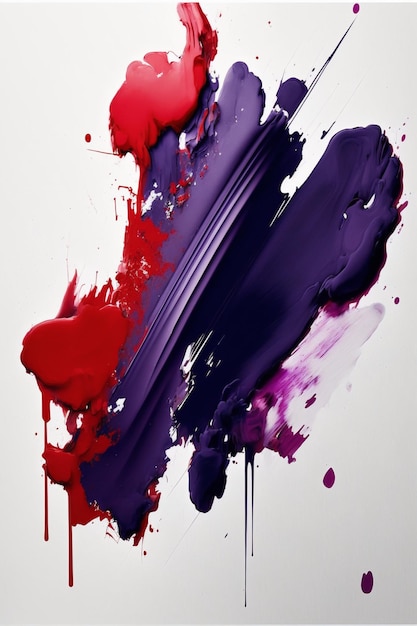 Peinture violette et rouge éclaboussé sur une ai générative de surface blanche