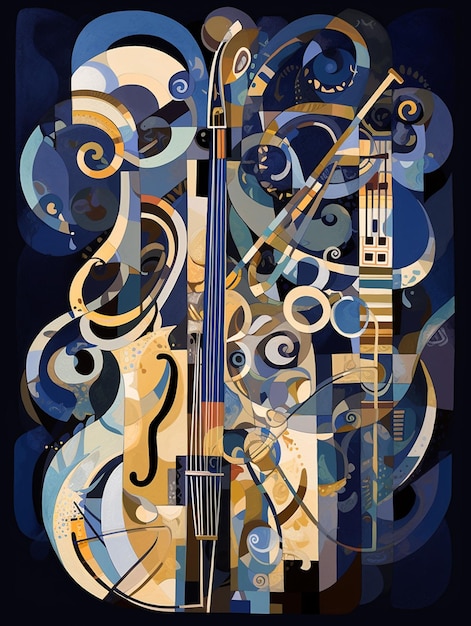 Une peinture d'un violon et d'un violon.