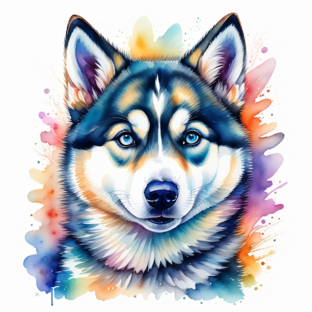 Peinture de visage de chien avec un style aquarelle