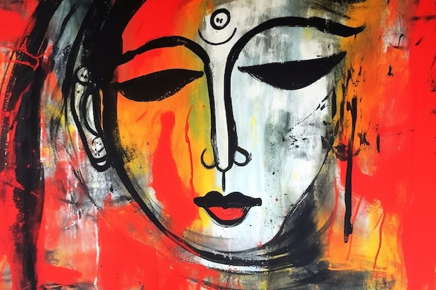 Une peinture d'un visage avec le mot shiva dessus