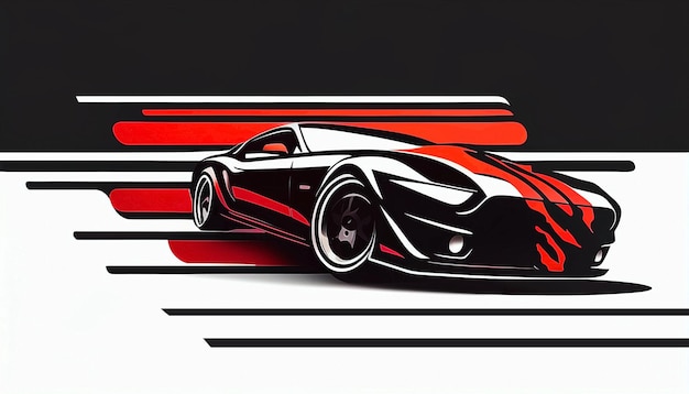 Une peinture d'une voiture de sport de la société Lamborghini.