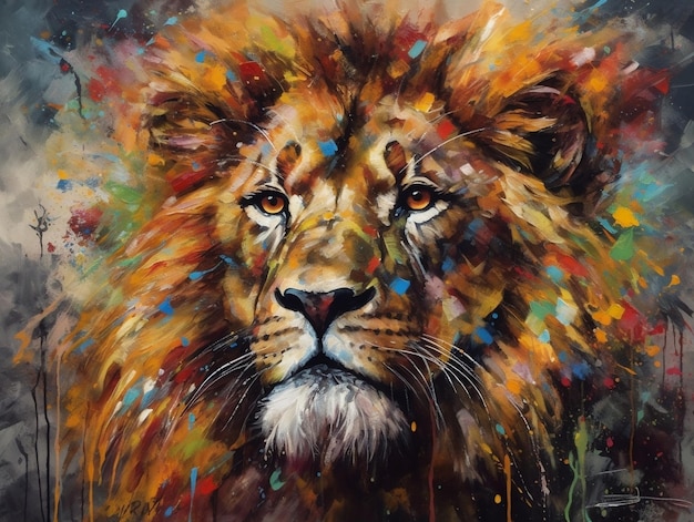 Des peintures d'illustration de lions d'un art mural unique