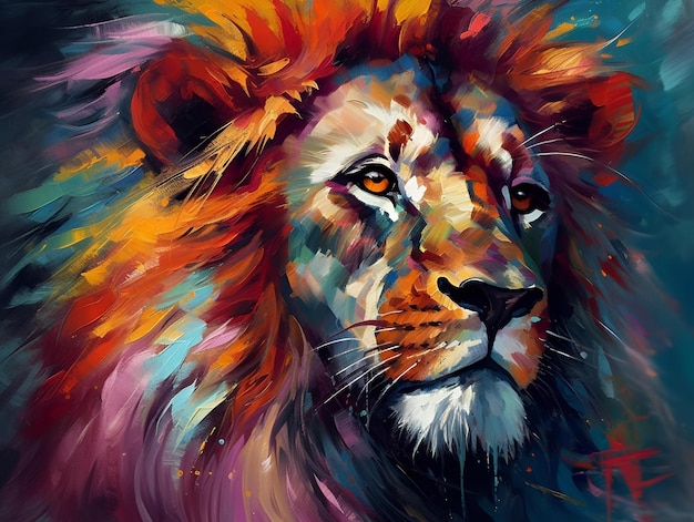 Des peintures d'illustration de lions d'un art mural unique