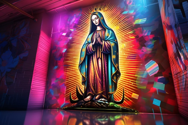 Peintures murales de street art représentant la Virgen de Guadalup 00651 01