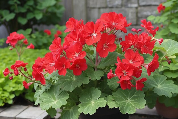 Photo pélargonium rouge dans le jardin