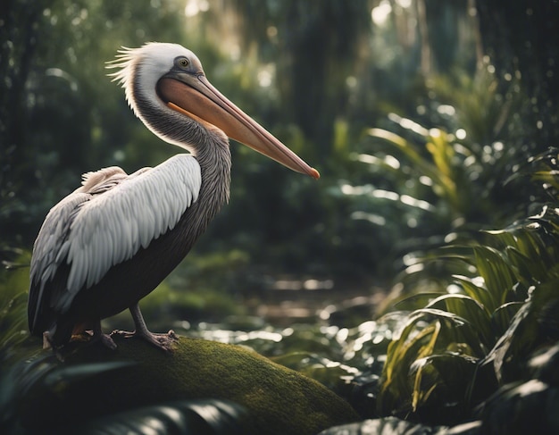 Un pélican dans la jungle