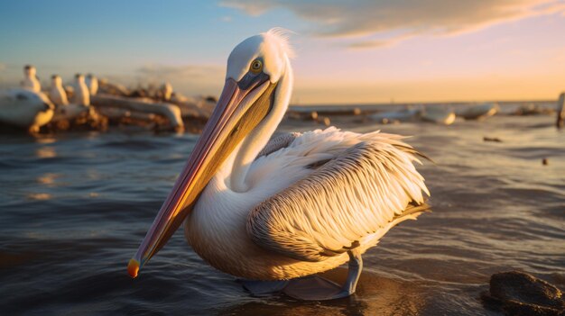 Le pélican de l'heure d'or, portrait époustouflant de la plage d'Uhd