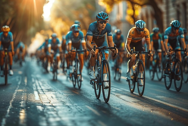 Peloton de cyclistes dans une course