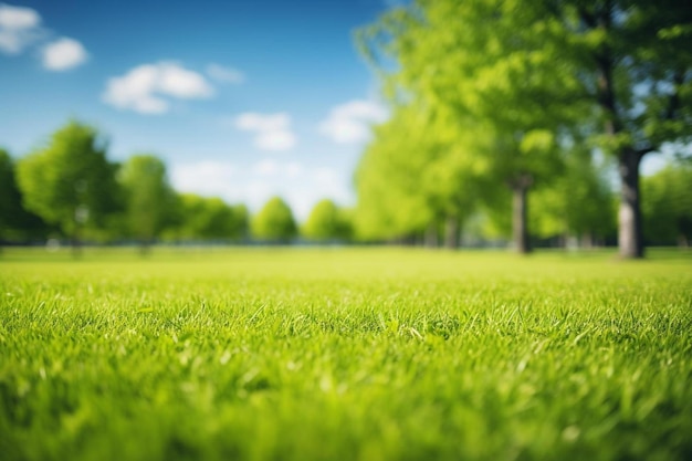 une pelouse avec des arbres en arrière-plan