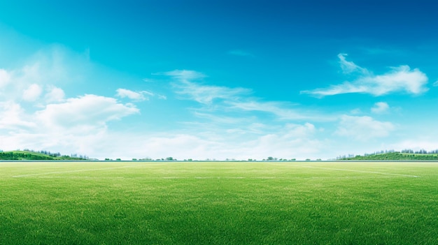 Photo pelouse verte et herbe sous le ciel bleu à l'arrière-plan naturel