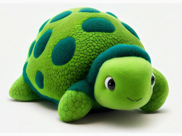 Peluche tortue verte sur fond blanc