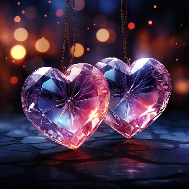 Photo un pendant en forme de cœur suspendu à une corde avec des lumières autour de lui