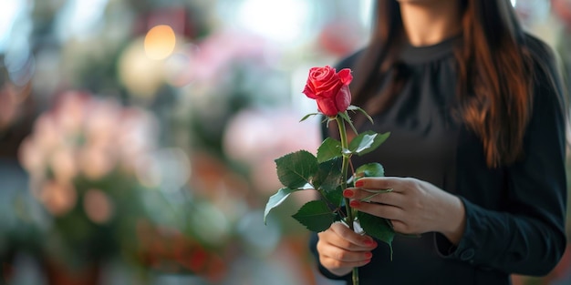 Pendant les funérailles, une femme noire tenait une seule rose.