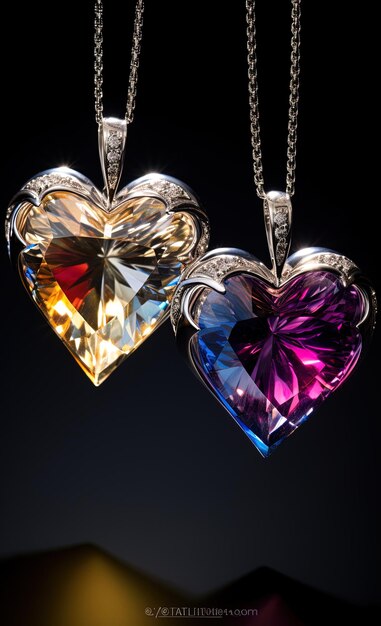 un pendentif en forme de coeur avec un diamant dessus