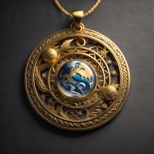 Pendentif Or Avec Planète Terre